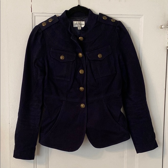 Women's Navy Military Style Jacket - Picture 1 of 9